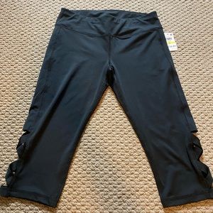 black capri leggings with cut out detail